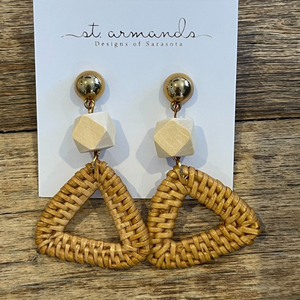 Bali Triangle Rattan Drop Earrings
